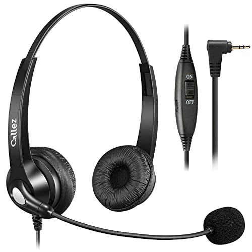 2.5mm Phone Headset with Microphone Noise Cancelling & Volume Controls | Office Telephone Headphone Compatible with Panasonic AT&T VTech RCA Cisco SPA Cordless Landline Phones, Ultra Comfort