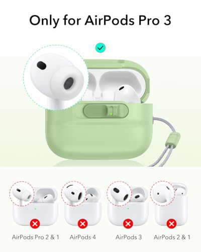 ESR for AirPods Pro 3 Case (2025), Compatible with MagSafe, Light Green | Compatible with AirPods Pro 3 (USB-C Cable), Magnetic Lid, Full Drop Protection Cover with Lanyard - color: Light Green, size: AirPods Pro 3 Case