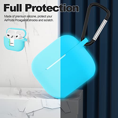 Compatible with AirPods 3 Case, Protective Silicone Cover for AirPods 3rd Generation Case 2021, Wireless Charging - Fluorescent Blue - color: C-Fluorescent Blue