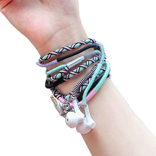 3.5mm in-Ear Wired Braided Bracelet Headphones Earbuds with Built-in Microphone Tangle-Free Cord Heavy bass Remote for iPhone, iPad, Mac