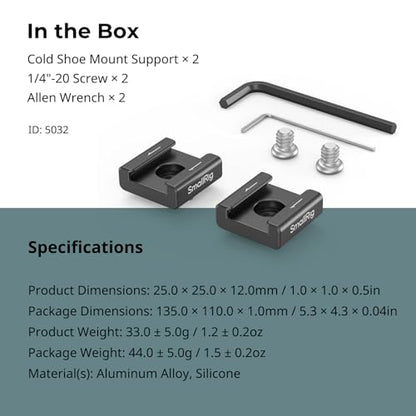 SmallRig Anti-Twist Cold Shoe Mount Adapter (2pcs) with 1/4"-20 Screws, for Flash LED Light Monitor Microphone, with Anti Twist Pins, Compatible with SmallRig Cage - 5032 - size: 2 Pieces