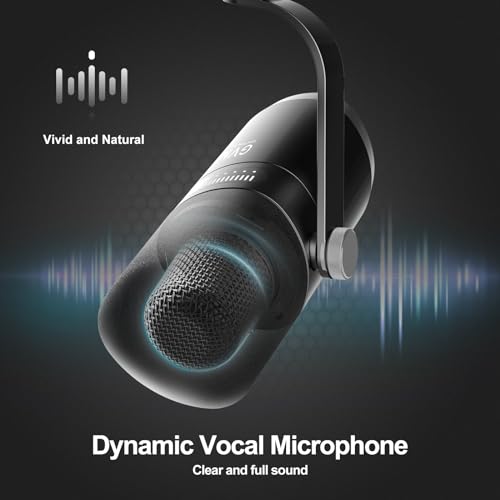 GVM Dynamic Microphone, XLR/USB Podcast Microphone with Mute Button, Monitoring Volume Control, Headphone Jack, Cardioid Gaming Mic, Vocal Mic for PC, MAC, Recording, Studio and Singing