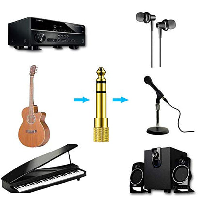 3 Packs Stereo Audio Adapter Converter, 6.35mm (1/4 inch) Male to 3.5mm (1/8 inch) Female Headphone Gold Plated Pure Copper Jack Plug for Guitar Headphones Amp