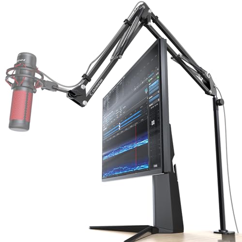 CACENCAN Boom Arm, 360° Rotatable Microphone Stand with Desk Mount, Foldable Desk Mic Arm with 3/8'' to 5/8'' Screw Adapter, Microphone Arm for Live Streaming, Gaming, Podcasting - color: Black (Overhead)