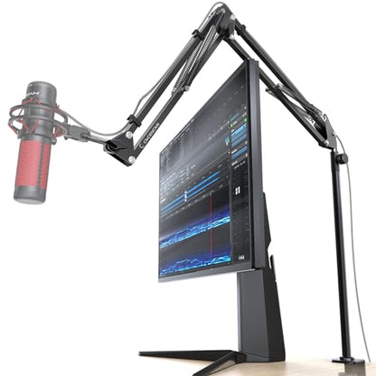 CACENCAN Boom Arm, 360° Rotatable Microphone Stand with Desk Mount, Foldable Desk Mic Arm with 3/8'' to 5/8'' Screw Adapter, Microphone Arm for Live Streaming, Gaming, Podcasting - color: Black (Overhead)