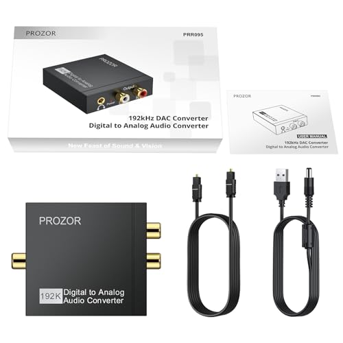 PROZOR 192KHz 디지털 - 아날로그 오디오 컨버터, DAC 광학 - 아날로그 L/R RCA 3.5mm 컨버터, 디지털 SPDIF 토스링크 광학 - 3.5mm 잭 어댑터 PS3 HD DVD PS4 Amp 애플 TV 홈 시네마용 - size: Lightweight Shell, style: 2.0CH PCM