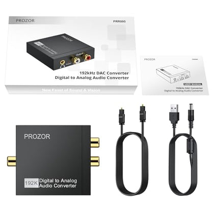 PROZOR 192KHz 디지털 - 아날로그 오디오 컨버터, DAC 광학 - 아날로그 L/R RCA 3.5mm 컨버터, 디지털 SPDIF 토스링크 광학 - 3.5mm 잭 어댑터 PS3 HD DVD PS4 Amp 애플 TV 홈 시네마용 - size: Lightweight Shell, style: 2.0CH PCM
