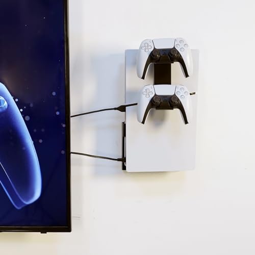 Dual Controller & Headset Holder for PS5 Slim/pro - No Screw Metal Wall Mount, Side Mount Storage, Space Saving Design for Gaming Setup Organization
