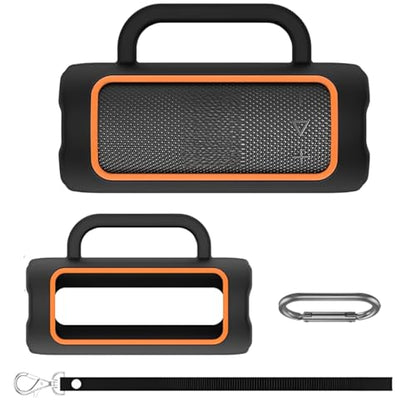 Silicone Case Cover for JBL Grip Portable Bluetooth Speaker, Soft Protective Sleeve Skin Travel Protective Carrying Case Storage Holder with Carabiner and Shoulder Strap (Black) - color: Black
