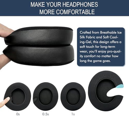 Cooling-Gel Ear Pads Cushions for Razer Kraken Pro V2 & Razer Kraken 7.1 V2 | Replacement Ear Cups Earmuffs Made of Ice Silk Fabric & Memory Foam, Easy Installation - Black