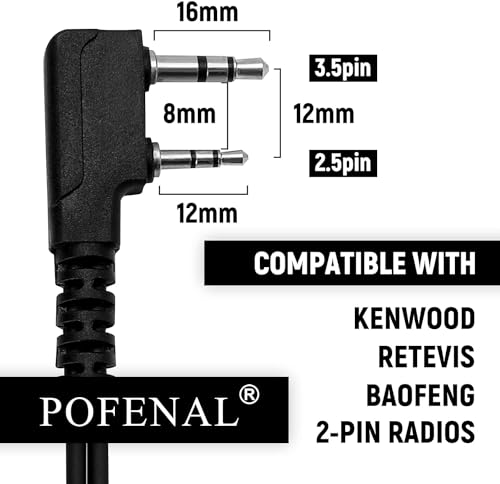Earpiece Compatible with BTECH, Kenwood, Retevis Walkie Talkie with Mic Tansparent Air Acoustic Tube Headset 4 Pack (Normal) - style: 4Pack-2 wire 2 pin
