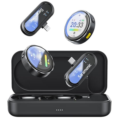 Saramonic BlinkMe U2 Wireless Mini Microphone for iPhone & Android, 48kHz/24-bit, Noise Cancellation, 328ft Transmission, Wireless Lapel Mic for Live Streaming Video Recording - size: Lightning & USB-C Receiver
