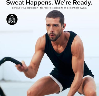 Sport Wireless Earbuds Bluetooth Headphones 80hrs Playtime Deep Bass Ear Buds with Earhook Noise Cancelling Mic Waterproof Earphones for Workout Running Black