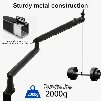 Microphone Boom Arm Low Adjustable Stick Microphone Arm Stand with Desk Mount Clamp Screw Adapter Cable Management Metal Mic Boom Arm for Podcast Streaming Gaming Studio