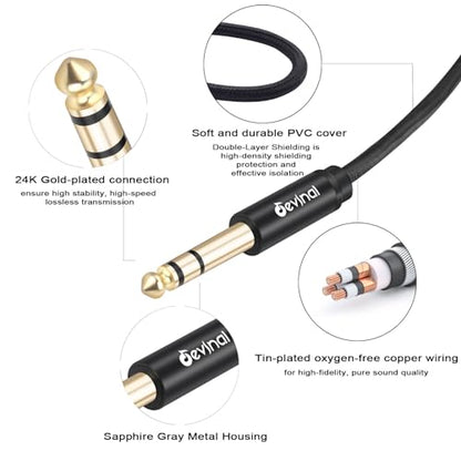 6.35 mm to 2RCA Cable, 1/4 inch TRS to 2 RCA Female Splitter Stereo Audio Adapter Cable, 1 Feet - color: 6.35mm to Female Dual RCA