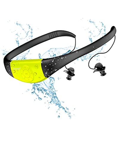 Tayogo W18 Swimming Headphones, IPX8 Waterproof Earbuds for Swimming with 32GB MP3 Player, Bluetooth 5.4, FM Radio & T6 Receiving Mode, in-Ear Underwater Headphones for Lap Swimming - color: green