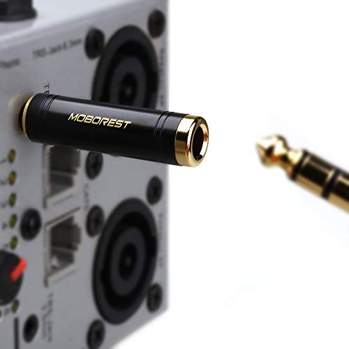MOBOREST 3.5mm Male to 1/4'' Female Stereo Audio Headphone Adapter, 1-Black | 1/8" Plug to 1/4'' (6.35mm) Jack Adapter, Pure Copper Gold-Plated Connector for Amp, Guitar, Piano, keyboard, Home Theater - color: BLACK-1PCS