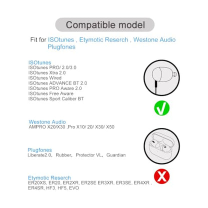Klowcok Replacement Eartips for Westone/Etymotic/Plugfones/ISOtunes, Medium | Foam Earbuds Tips Compatible with ISOtunes PRO/Xtra/Sport Advance BT/Wired/PRO Aware, Comfort Fit, 3 Pairs, Black - size: Medium
