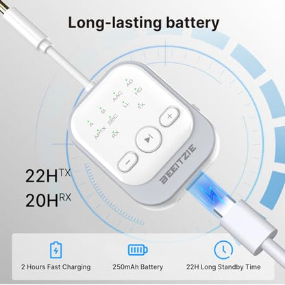 Beeitzie Ultra Bluetooth 5.4 Transmitter & Receiver,2-in-1 Wireless Audio Transmitter for TV/PC/Airplane, Dual Pairing for AirPods/Headphones, AptX LL& HD, Aux for Home/Car Stereo & Speakers