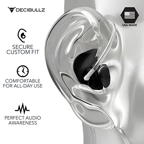 Decibullz Custom Moulded Security Two-Way Radio Surveillance Earpiece Set, Thermo-Fit Designed for Clear Acoustic Tube Radios | Model: +Awareness - style: Awareness Earpieces