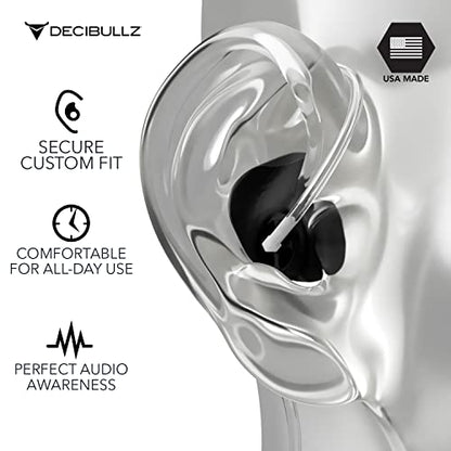 Decibullz Custom Moulded Security Two-Way Radio Surveillance Earpiece Set, Thermo-Fit Designed for Clear Acoustic Tube Radios | Model: +Awareness - style: Awareness Earpieces