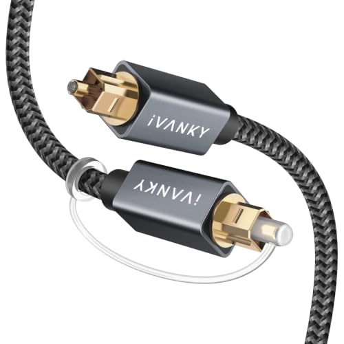 IVANKY Optical Audio Cable 10ft, Toslink Fiber Optic S/PDIF Digital Audio - color: Grey, size: 10 ft, style: Straight Cable