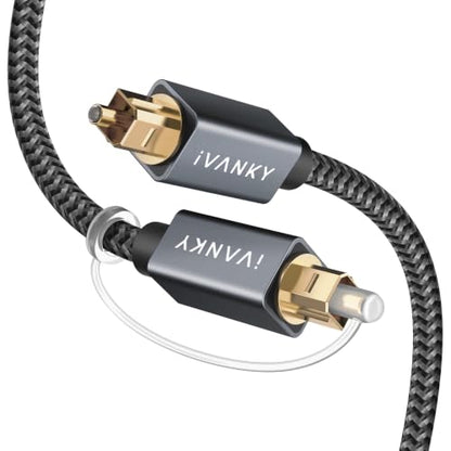 IVANKY Optical Audio Cable 10ft, Toslink Fiber Optic S/PDIF Digital Audio - color: Grey, size: 10 ft, style: Straight Cable