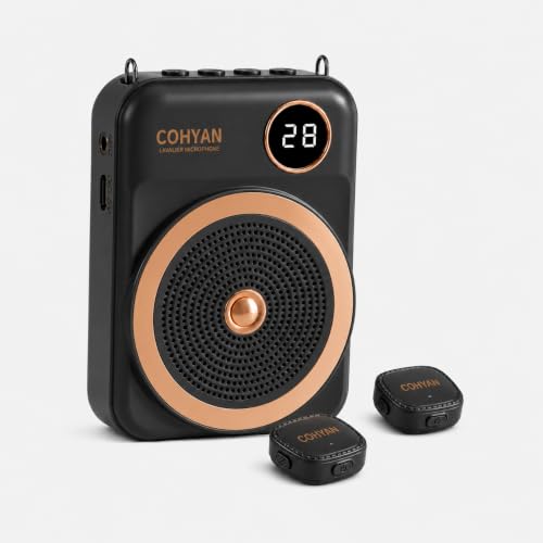 Voice Amplifier for Teachers with Dual Magnetic Wireless Lavalier Microphones & Noise Reduction - Bluetooth Portable Rechargeable Speaker for Classroom, Meetings, Yoga, Speeches
