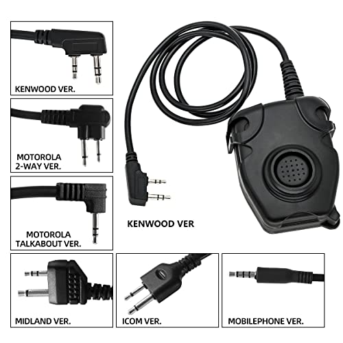Tactical U94 PTT 2Pin, Push to Talk for UV-5R Series | Civilian Connector for COMTA Headset,Clothing Clip Design,Lightweight Cable - style: PL