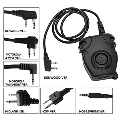 Tactical U94 PTT 2Pin, Push to Talk for UV-5R Series | Civilian Connector for COMTA Headset,Clothing Clip Design,Lightweight Cable - style: PL