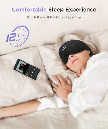 LC-dolida Sleep Mask with Bluetooth Headphones Bluetooth Sleep Mask Sleep Headphones,3D Eye Mask for Sleeping Mask Music Sleeping Headphones for Side Sleepers Meditation Gifts Gadgets for Men Women - color: Classical Black 3d