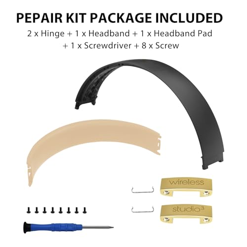 Studio3 Headband & Hinge & Cushion for Beats Studio 3 Headphone,Gray Gold | Durable Replacement Headband,Studio 3 Parts Accessories Repair Kit Set ,As Same As The OEM - color: Gray Gold
