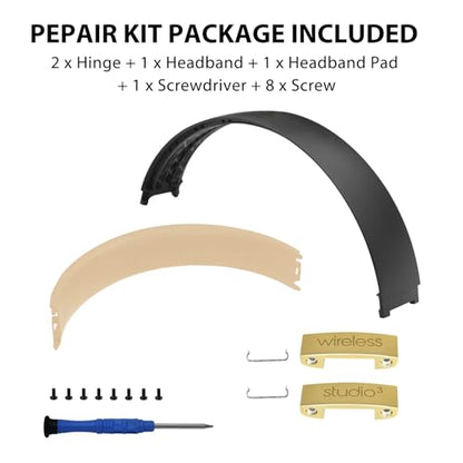 Studio3 Headband & Hinge & Cushion for Beats Studio 3 Headphone,Gray Gold | Durable Replacement Headband,Studio 3 Parts Accessories Repair Kit Set ,As Same As The OEM - color: Gray Gold