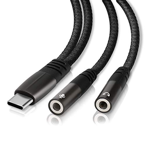LecLooc USB C Microphone Adapter, USB C to 3.5mm Combo 3.5mm Hi Fi Audio & Mic Jack Splitter Compatible with iPhone 16 15 Pro Max/15 Pro/15 Plus,iPad Pro/Air, MacBook, Pixel 9 8 7, Galaxy S24 23 S22