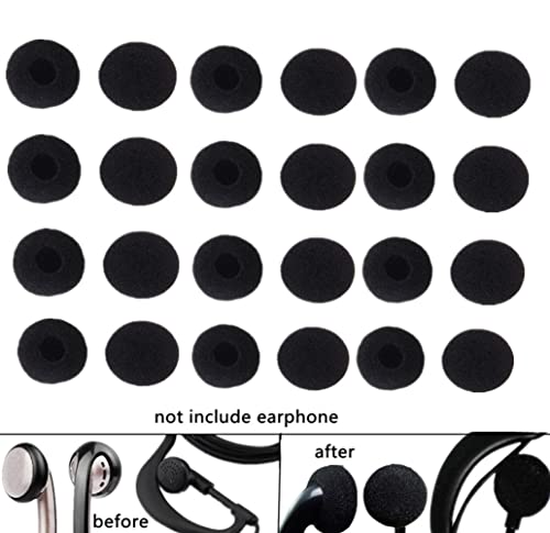 Lsgoodcare 100 Pack Replacement Ear Foam for 18mm Earpiece Headphone Two Way Radio Walkie Talkie Headset - color: black100p
