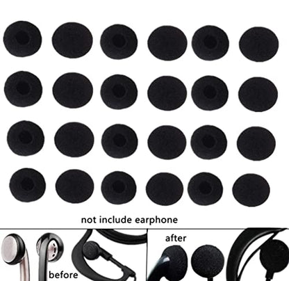 Lsgoodcare 100 Pack Replacement Ear Foam for 18mm Earpiece Headphone Two Way Radio Walkie Talkie Headset - color: black100p