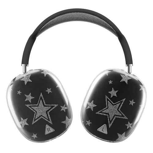 Case Cover for AirPods Max Headphones,Clear TPU Anti-Scratch Ear Cup Cover, Protective Skin Accessories for Apple AirPods Max(2024/2020) - Transparent Silver Stars - color: Transparent Silver Stars