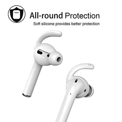 Anti-Slip Earhooks Soft Silicone Skin Compatible with Apple Airpods 2 & 1 Lightweight Sound Quality Enhancement for Headphones Outdoor Activities in-Ear EarHook 2 Pairs White - color: White