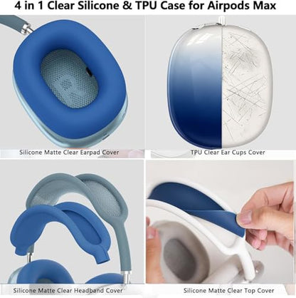 [4 in 1] Case Cover for AirPods Max 2/1 (2026/2024/2020) Ear Pad Case Cover/Headband Cover/Ear Cups Cover with Bling Stars for Apple AirPods Max Headphones (Gradient Dark Blue Stars) ﻿ - color: Gradient Dark Blue Stars