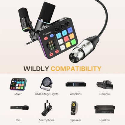 MAONO 6FT XLR Microphone Cable Premium XLR Male to Female Mic Audio Cord with Balanced 3 PIN Connector,Speaker Cable Mic Wire PD100X,200X,200W,300X,400X Microphones, Audio Mixer