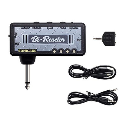 SONICAKE Guitar Headphone Amp, Mini Guitar Amplifier Plug-in USB Chargable Portable US Style High Gain Tone with Delay Carry-On Pocket Bedroom Effects for Electric Guitar - color: Bi Reactor Delay Effect