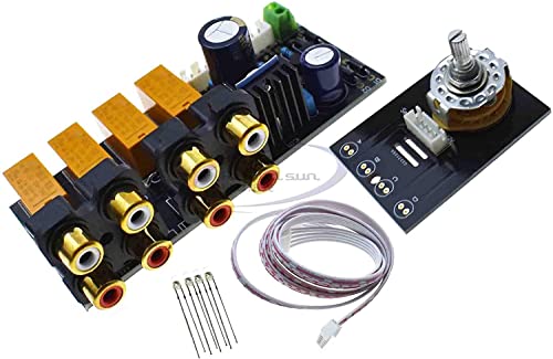 RCA Audio Switch Input Selection Board Lotus Seat Stereo Relay 4-Way Audio Input Signal Selector Switching Amplifier DIY