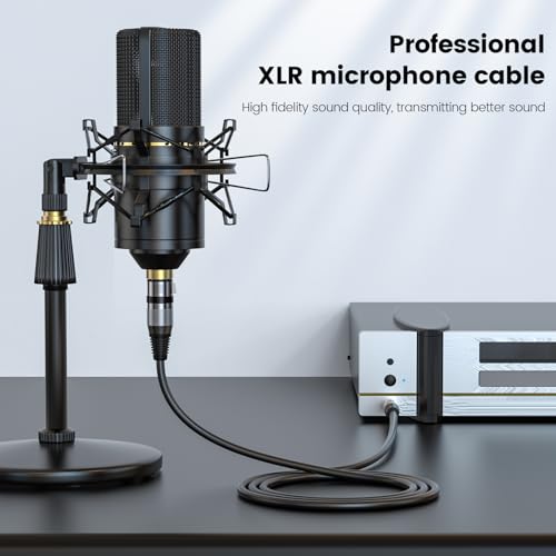 MOSWAG XLR Female to 1/4 Inch TRS Cable 10Ft 3 Pin Shielded Microphone Cord | XLR Female to 6.35 Male Cable 24K Gold Plated OFC Shielding for Sound Console Studio Recording Live Performance Keyboard - size: 10.0 ft