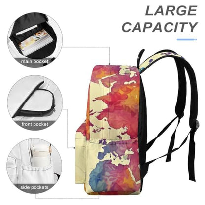 Travel Backpack for Women Men Carry On Backpack Coffee Collection Laptop Bag Lightweight Casual Daypack - color: Colorful Map