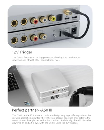 TOPPING D50 III Desktop HiFi DAC & Preamplifier, Dual ES9039Q2M, Bluetooth 5.1, Hi-Res Audio, DSD512/PCM768kHz Support, RCA/TRS Outputs, Includes 12V Trigger and Remote Control (Black) - color: Black