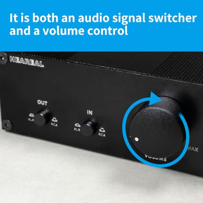 Passive 2-in 2-Out XLR/RCA Audio Switcher with Volume Control | Passive XLR/RCA audio switcher, 2-IN 2-OUT with volume control. Independent toggle, no noise, solid aluminum build.