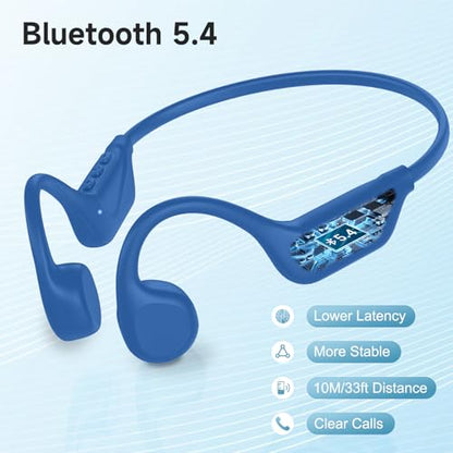 LOBKIN Bone Conduction Headphones Bluetooth 5.4, Open Ear Headset with Mic | 10H Playtime, IPX5 Sweat Resistant Sports Earbuds for Running Cycling Hiking, Blue - color: Blue