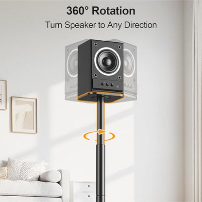 Speaker Stands Pair, 28"-37.4" Height Adjustable, Max 22 lbs, Glass Base | Surround Sound Speaker Stand with Cable Management, Universal Floor Stand for Bookshelf Satellite Studio Large Speaker, Black - size: Universal Black