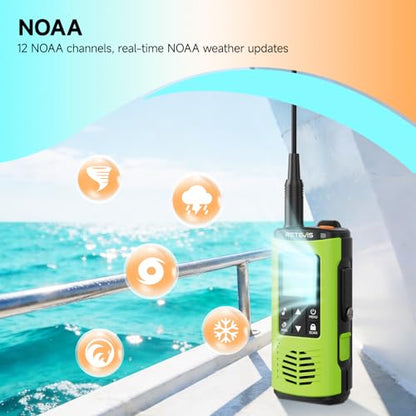 Retevis EZTalk 4S GMRS Radio, IP68 Waterproof Walkie Talkies for Salt Water | Emergency Radio, Floating Walkie Talkies Long Range, Flashlight, 2000mAH Rechargeable, NOAA Weather Alert, Sturdy and Durable