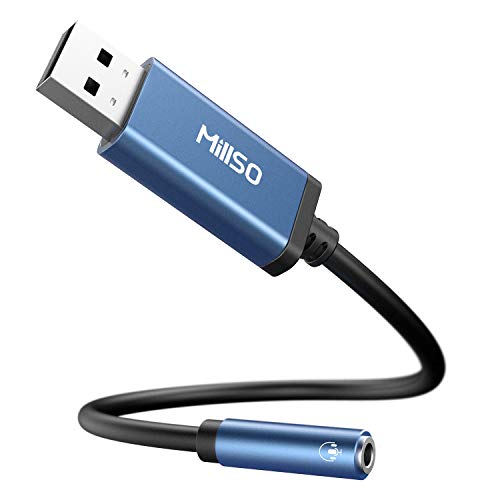 USB to 3.5mm Audio Jack Adapter External TRRS USB to Aux Audio Jack | Sapphire Blue, Metal Shell, Premium Stereo USB Sound Card for Headphone, Speaker, PS4, PS5, PC, Laptop, Desktop - 1 FT - size: 1 Feet